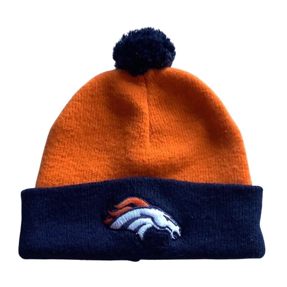 Denver Broncos NFL Team‎ Knit Beanie Hat With Pom & Embroidered Logo One Size